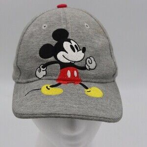 Disney Mickey Mouse Gray Adjustable Baseball Hat Cap OSFM